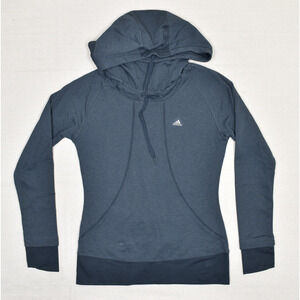 Adidas Women's Pullover Sweatshirt High Neck Hooded Polyester Blue Size M